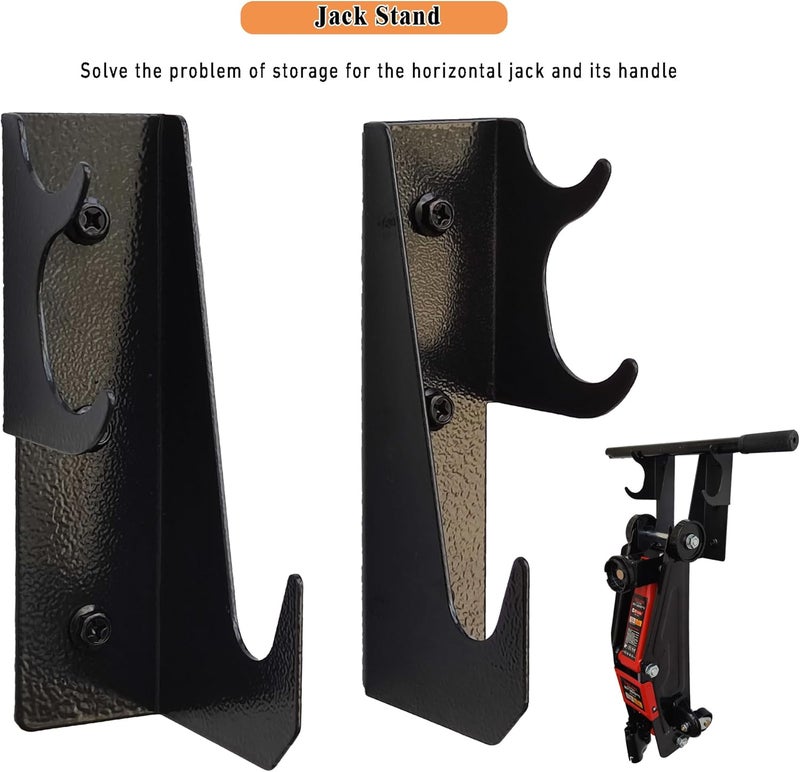 JLDGMXCDZ Heavy-Duty Steel Floor Jack Holder & Jack Stand Wall Mount Hook Rack,Black Electro-Plated, Two-Piece Handle Storage - Image 3